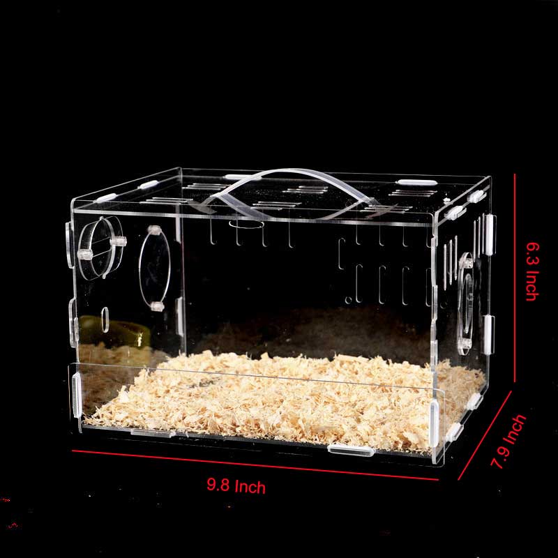 Hamster Cage Cute Acrylic Mini Pet Habitat with Accessories Exercise Wheel Water Bottle Food