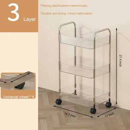 Acrylic storage rack Home kitchen storage cart universal wheel trolley rack