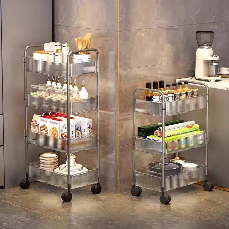 Acrylic storage rack Home kitchen storage cart universal wheel trolley rack