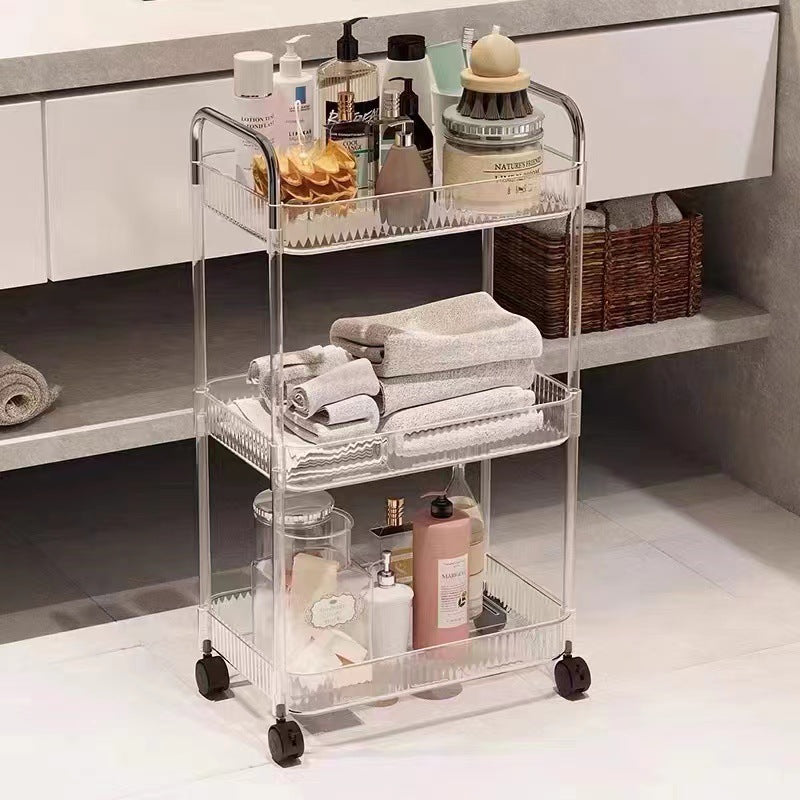 Acrylic storage rack Home kitchen storage cart universal wheel trolley rack