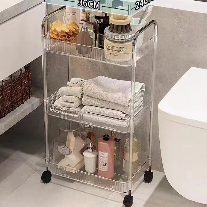 Acrylic storage rack Home kitchen storage cart universal wheel trolley rack